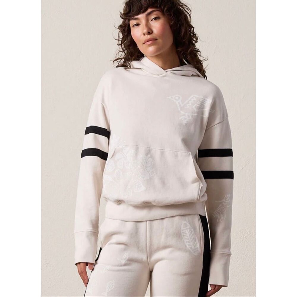 NSF Ellis Relaxed Loop Terry Hula Hoodie in Cream NWT Size Large